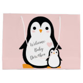 Grand Sac Cadeau Penguin thème Baby shower mignonne (Dos)
