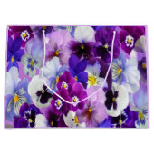 Grand Sac Cadeau Pensée Fleurale Bleu Blanc Anniversaire (Devant)