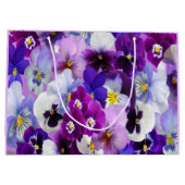 Grand Sac Cadeau Pensée Fleurie Anniversaire Bleu Blanc Violet (Dos)