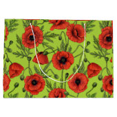 Grand Sac Cadeau Pépites, rouge et vert sur le vert citron (Dos)