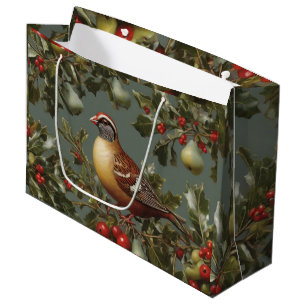 Grand Sac Cadeau Perdrix dans un poirier
