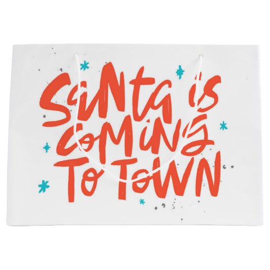 Grand Sac Cadeau Père Noël arrive à Town Holiday Design (Devant)