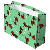 Grand Sac Cadeau Père Noël avec sly sur vert (Dos Angle)