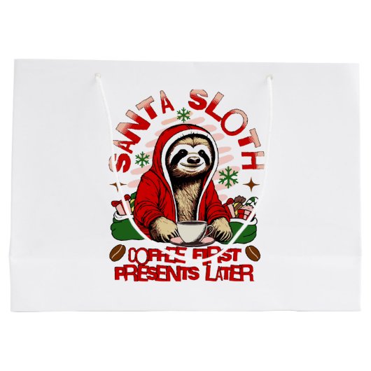 Grand Sac Cadeau Père Noël café paresseux (Dos)