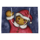 Grand Sac Cadeau Père Noël Christmas Gingerbread Holiday mignon Cad (Devant)