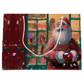 Grand Sac Cadeau Père Noël devant la boutique de jouets AI Art (Devant)