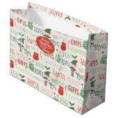 Grand Sac Cadeau Père Noël Elf Friends Fêtes Personnalisées (Devant Angle)