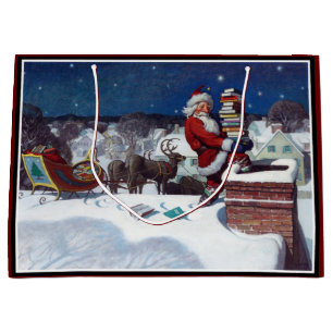 Grand Sac Cadeau Père Noël Livres à Noël,