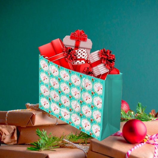 Grand Sac Cadeau Père Noël Noël Pickleball Ogee Motif