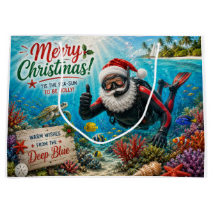 Grand Sac Cadeau Père Noël Plongeur Noël sous-marin de Noël