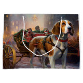 Grand Sac Cadeau Période de fêtes de Noël Beagle (Devant)