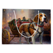 Grand Sac Cadeau Période de fêtes de Noël Beagle (Dos)