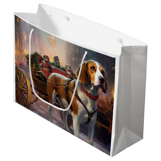 Grand Sac Cadeau Période de fêtes de Noël Beagle (Devant Angle)