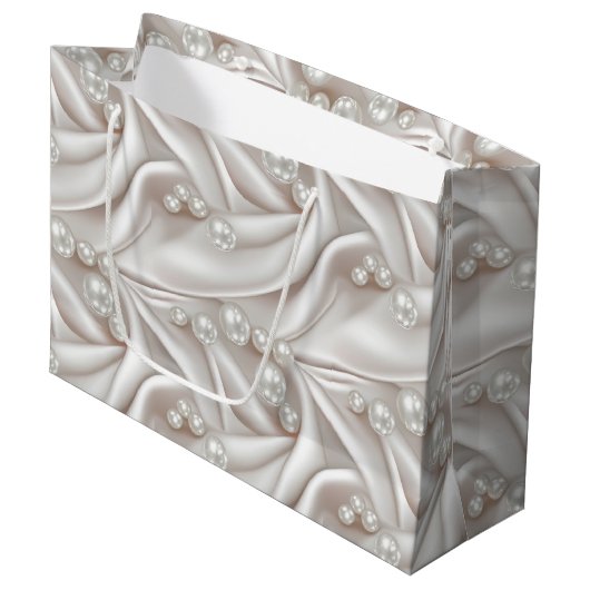 Grand Sac Cadeau Perles & Satin (Devant Angle)