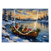 Grand Sac Cadeau Persian Cat Christmas Boat Holiday (Devant)