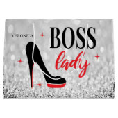 Grand Sac Cadeau Personalisé Rouge Bas Stiletto Talon Boss Lady (Devant)