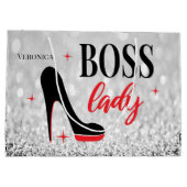 Grand Sac Cadeau Personalisé Rouge Bas Stiletto Talon Boss Lady (Dos)