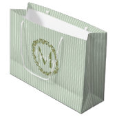 Grand Sac Cadeau Personalized Olive Wreath Monogram  (Devant Angle)