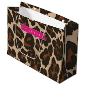Grand Sac Cadeau Personalized Pink Leopard Print Chic Animal Print (Devant Angle)