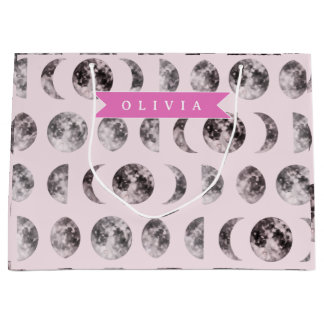 Grand Sac Cadeau Personalized Pink Moon Phase Celestial Name Gift
