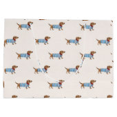 Grand Sac Cadeau Personalized Preppy Cute Dachshund Dog Pattern (Dos)