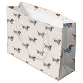Grand Sac Cadeau Personalized Preppy Cute Dachshund Dog Pattern (Dos Angle)