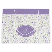 Grand Sac Cadeau Personalized Purple Floral Monogram (Devant)