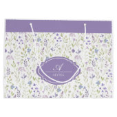 Grand Sac Cadeau Personalized Purple Floral Monogram (Dos)