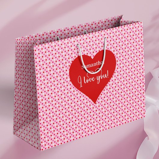 Grand Sac Cadeau Personalized Valentine Gift Bag With Love You Text