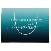 Grand Sac Cadeau Personnalisé 18e anniversaire de mer Turquoise Gra (Devant)