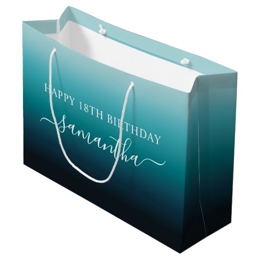Grand Sac Cadeau Personnalisé 18e anniversaire de mer Turquoise Gra (Devant Angle)