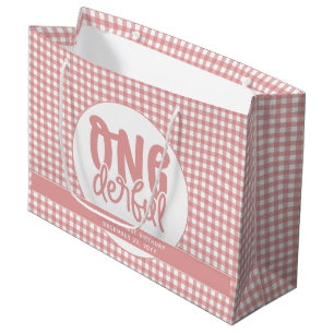 Grand Sac Cadeau Personnalisé 1er Anniversaire mignon Pastel Rose O