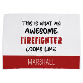 Grand Sac Cadeau Personnalisé Awesome Firefighter Funny Firefighter (Devant)