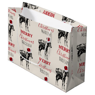 Grand Sac Cadeau Personnalisé Noël Funky Vintage âne Santa Hat