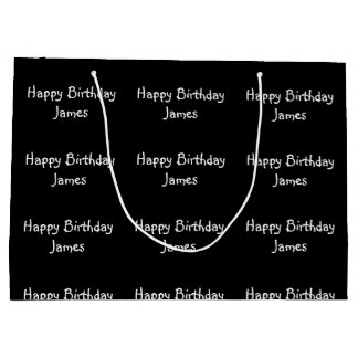 Grand Sac Cadeau Personnalisé Nom Joyeux Anniversaire Noir