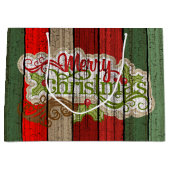 Grand Sac Cadeau Personnalisé Rouge Vert Patiné Planes Motif en boi (Devant)