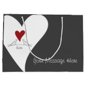 Grand Sac Cadeau Personnalisé Simple moderne Inséparables Red Heart (Dos)