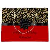 Grand Sac Cadeau Personnaliser Red Black Gold Empreinte de léopard  (Devant)