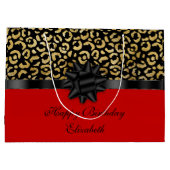 Grand Sac Cadeau Personnaliser Red Black Gold Empreinte de léopard  (Dos)