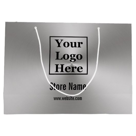 Grand Sac Cadeau Personnalisez votre logo ici sur le look métal bro (Dos)