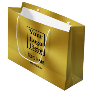 Grand Sac Cadeau Personnalisez votre logo ici sur le look or brossé