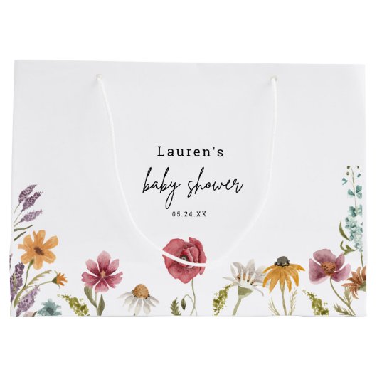 Grand Sac Cadeau Petit Fleur sauvage En Route Baby shower (Dos)