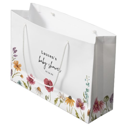 Grand Sac Cadeau Petit Fleur sauvage En Route Baby shower (Devant Angle)