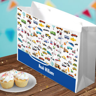 Grand Sac Cadeau Petit Garçon Things That Move Vehicle Cars Kid