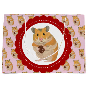 Grand Sac Cadeau Petit Hamster mignon tenant un Oeuf de Pâques Gran
