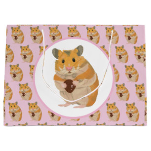 Grand Sac Cadeau Petit Hamster mignon tenant un Oeuf de Pâques Gran