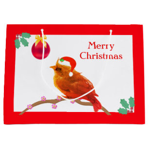 Grand Sac Cadeau Petit oiseau de Noël Cantique