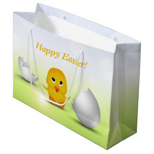 Grand Sac Cadeau Petit poussin heureux mignon de bébé de Pâques