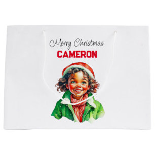 Grand Sac Cadeau Petite fille Vintage personnalisée Noël