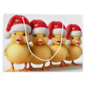 Grand Sac Cadeau Petits canards mignons avec chapeaux santa (Dos)